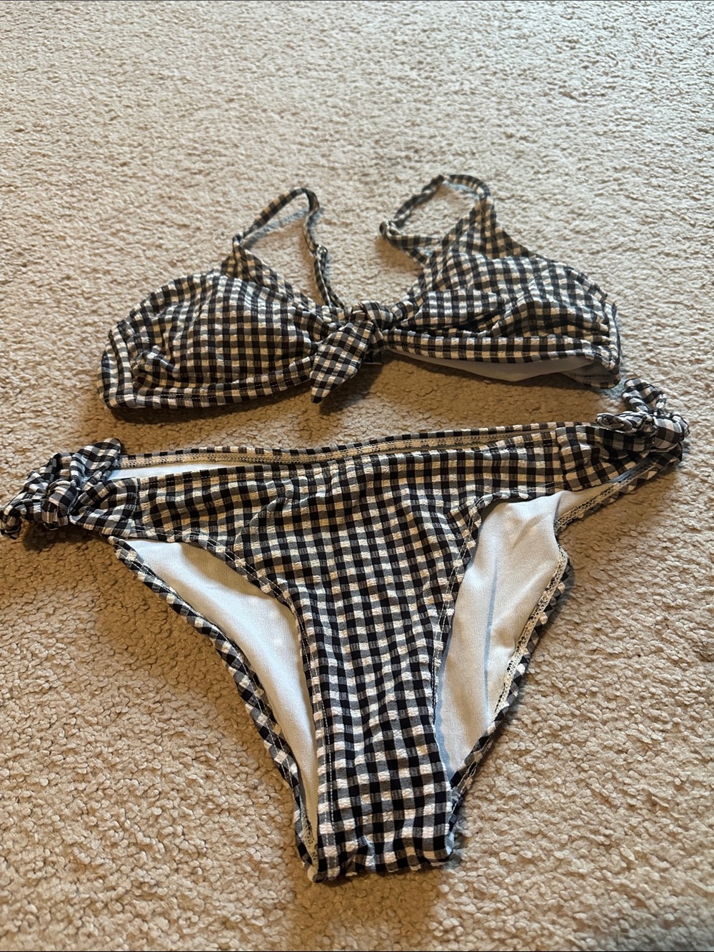 Xhilaration Black & White Gingham Bikini Top & Bottom- Size Medium